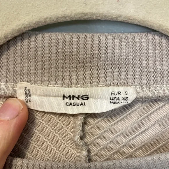 Mango MNG Ribbed Textured Taupe Sweater - Picture 2 of 5